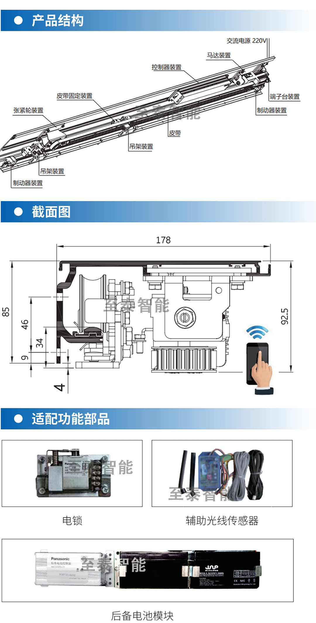 松下力帝400KG重型自动平移门机组